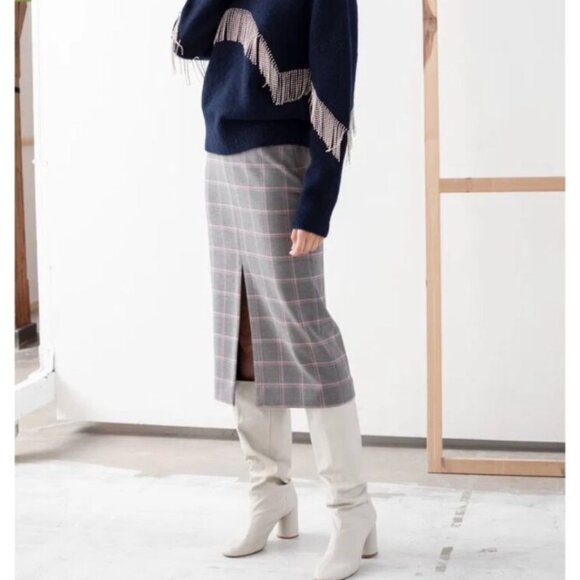 & Other Stories Front Slit Wool Blend Pencil Skirt - Picture 1 of 9